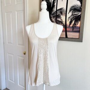 Women's Apt. 9 Tank | Cream | Sequin Embellished | Small | Rayon & Polyester